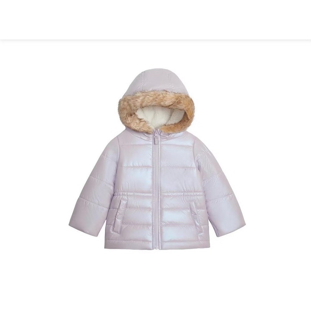 OshKosh B'Gosh Girls Iridescent Heavyweight Parka Faux Fur Hood 2T